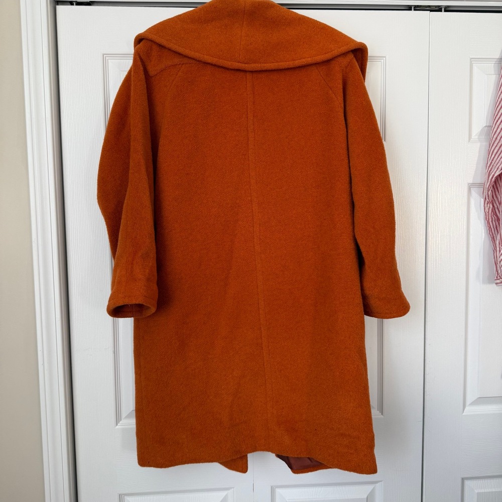 MAXMARA Burnt Orange Oversized Shawl Collar Wool Blend Cocoon Coat- DAMAGED - Picture 13 of 16
